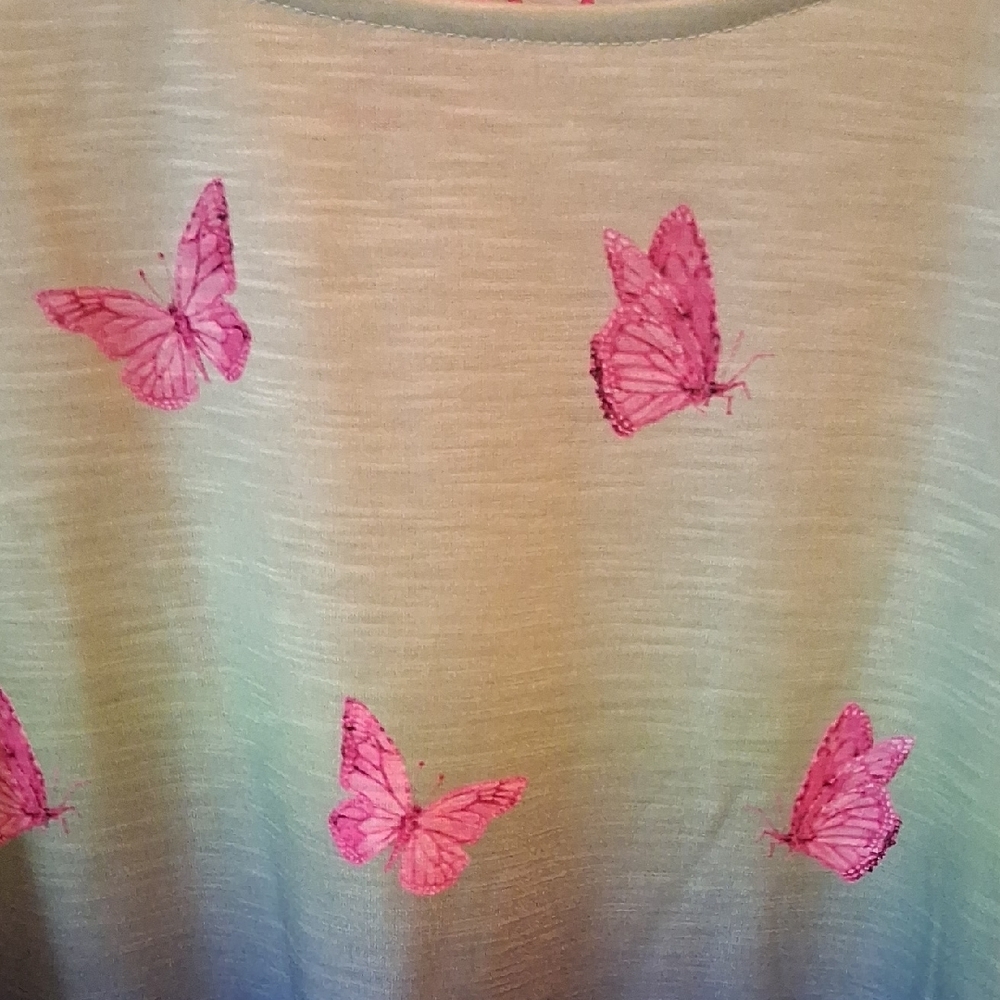 Leoma Lovegrove Butterfly Ombre Long Sleeve Top -  Green to Blue 3x Nwt - Picture 5 of 5